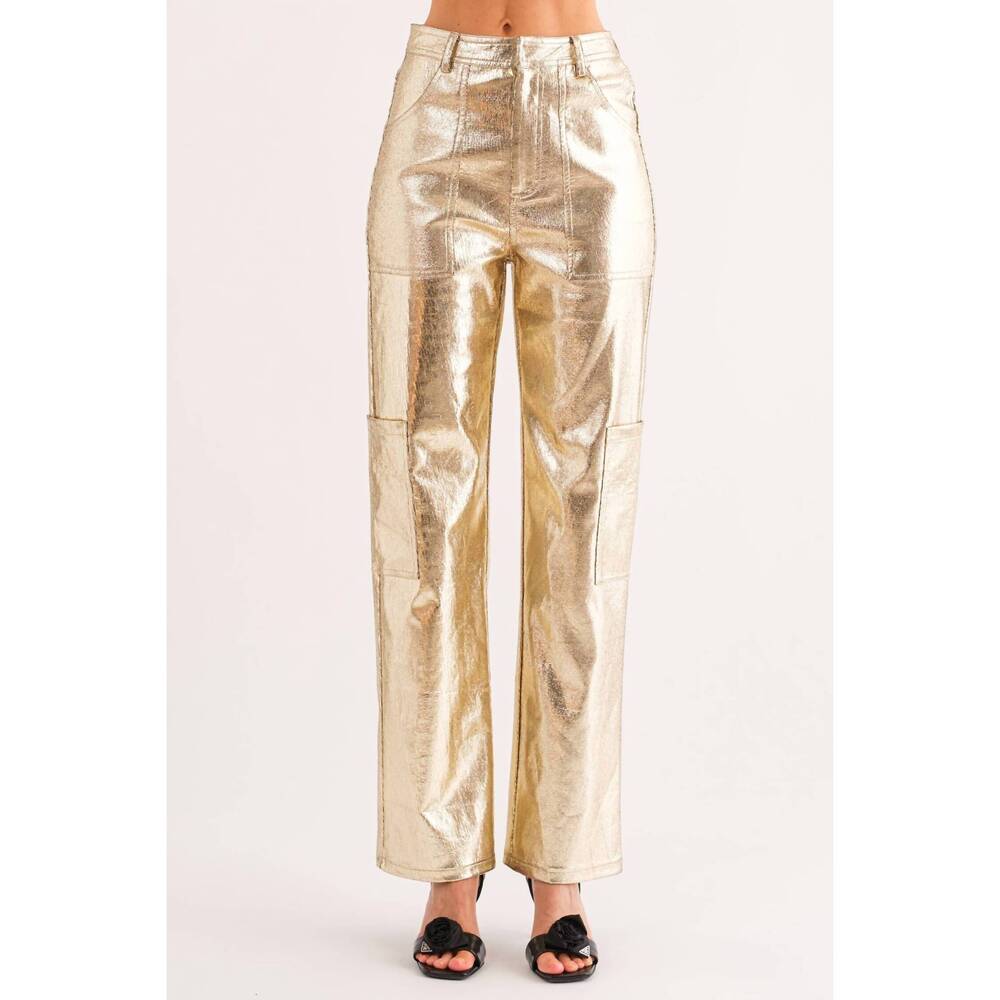 NEW SOFIE THE LABEL metallic pant in gold